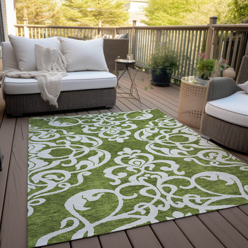 Chayden Washable Damask Indoor / Outdoor Rug, Rectangle 2'6" x 3'10"