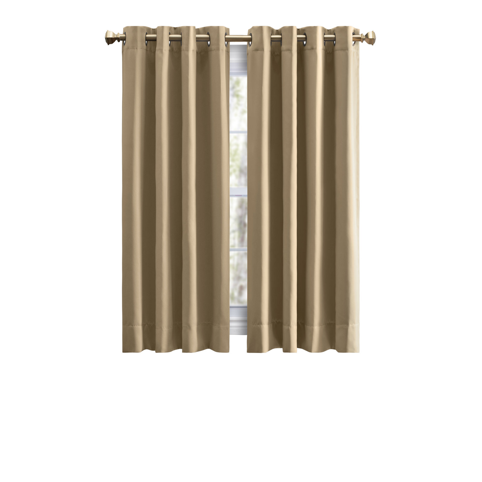 Ardelle Blackout Polyester Curtain, 56" W x 45" L, Sand with Antiqued Bronze Grommets