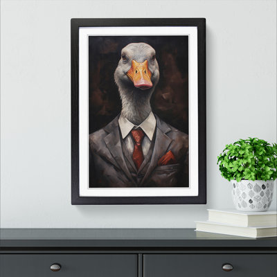 Goose In A Suit Painting - Single Picture Frame Print on Wood