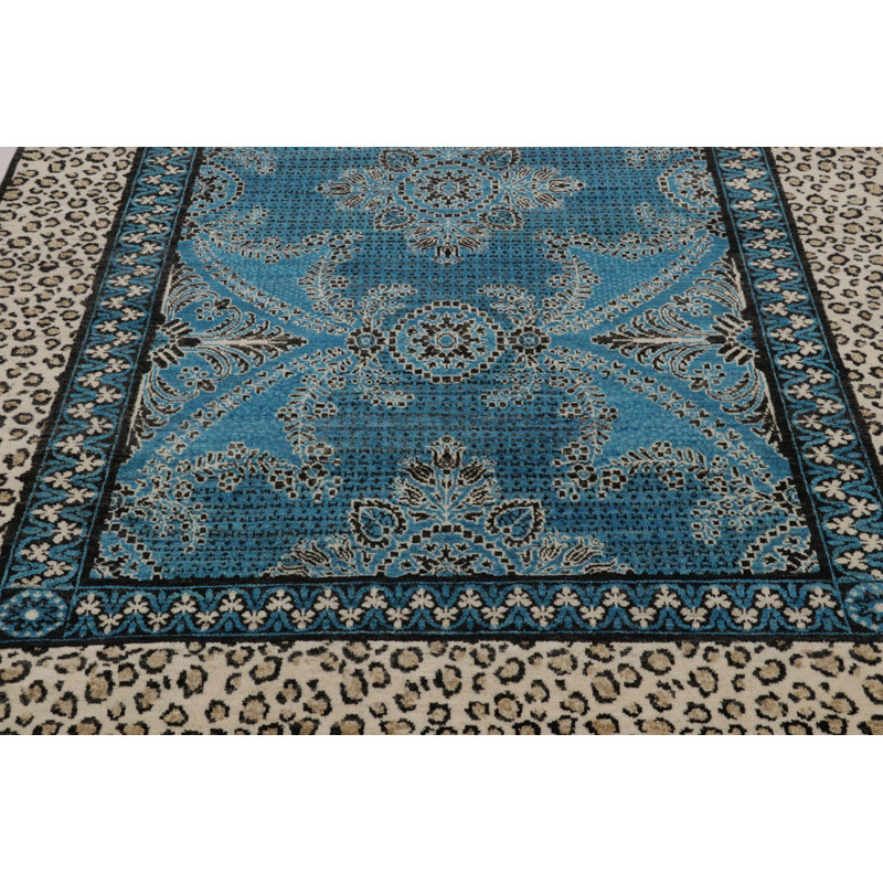 Rug & Kilim’S Modern Rug In Electric Blue And Beige