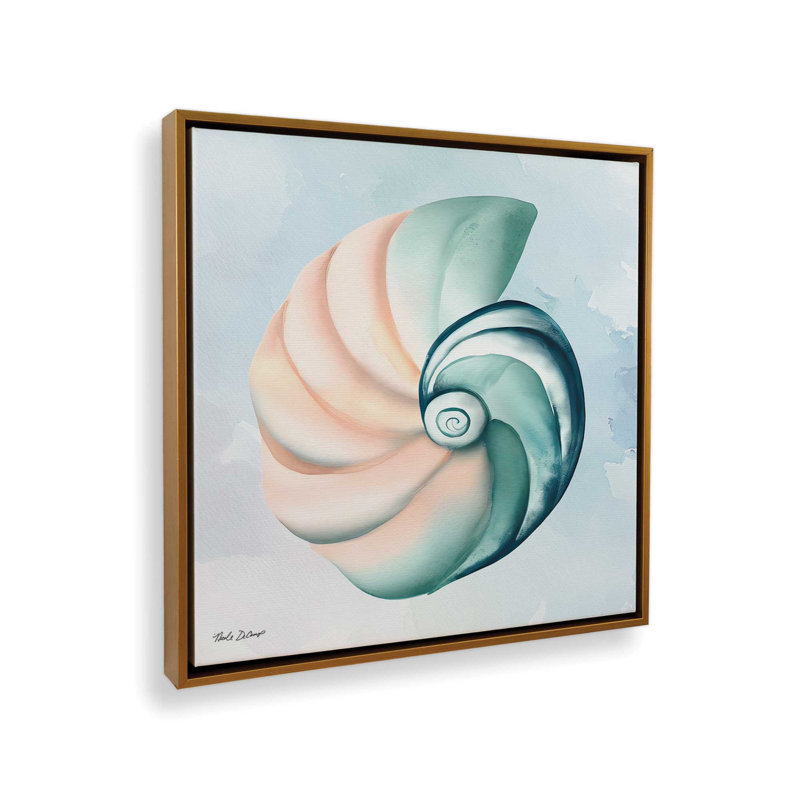 Reproduction d'art «High Tide Shell» par Nicole DeCamp, H 31,5 po x l 31,5 po, Doré, Toile avec cadre