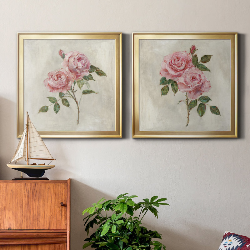" Botanical Beauties I " 2 - Pieces Painting Print, Gold, 26.5" H x 26.5" W x 1" D