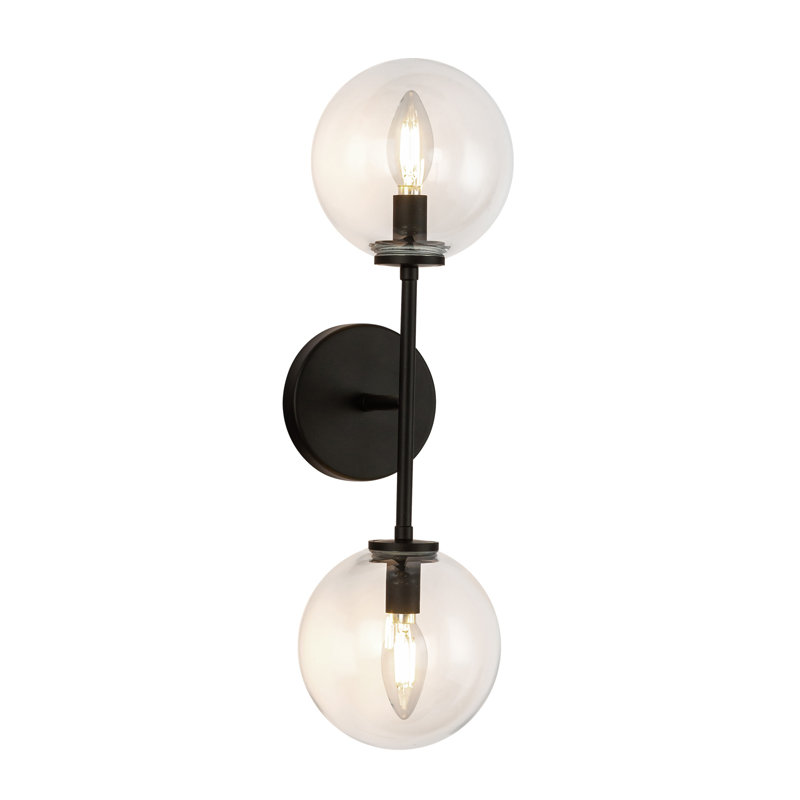 Ensemble de meuble-lavabo mural moderne 2 lumières 20 po Learco, Noir mat