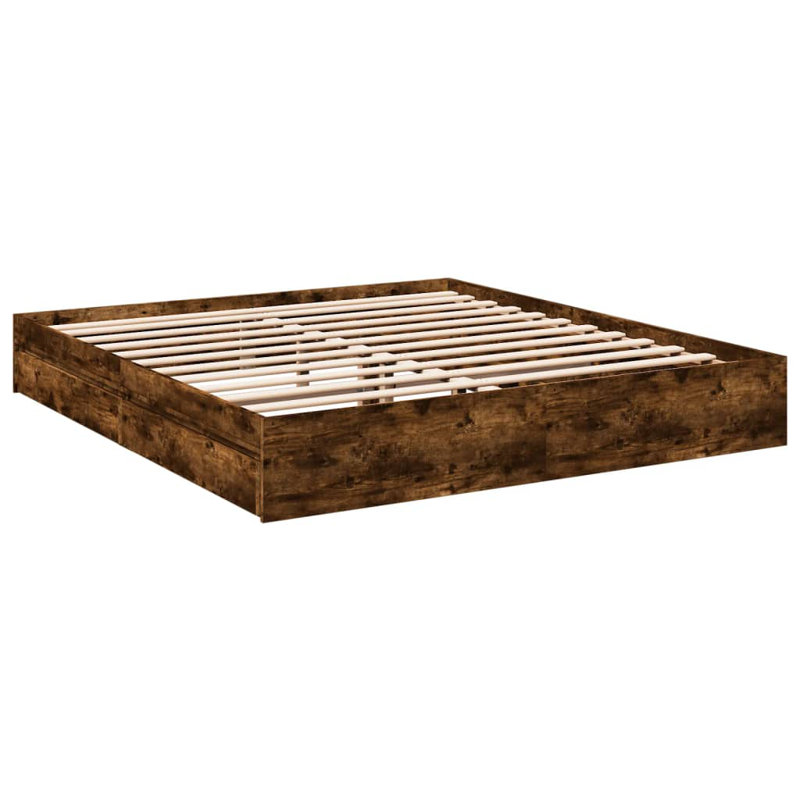 Greger Drawers Bed Frame, 180 x 200cm, Smoked Oak