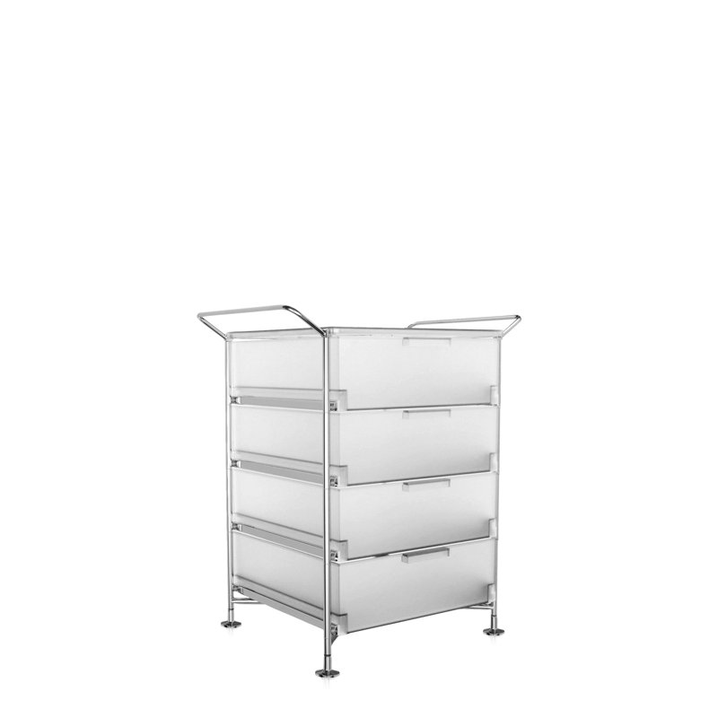 Mobil Storage Drawer, Translucent Ice, 4 Drawers with Open Shelf and Wheels