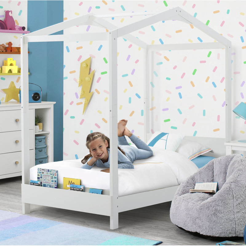 Bianca White Twin Platform Bed with Storage and Bookcase