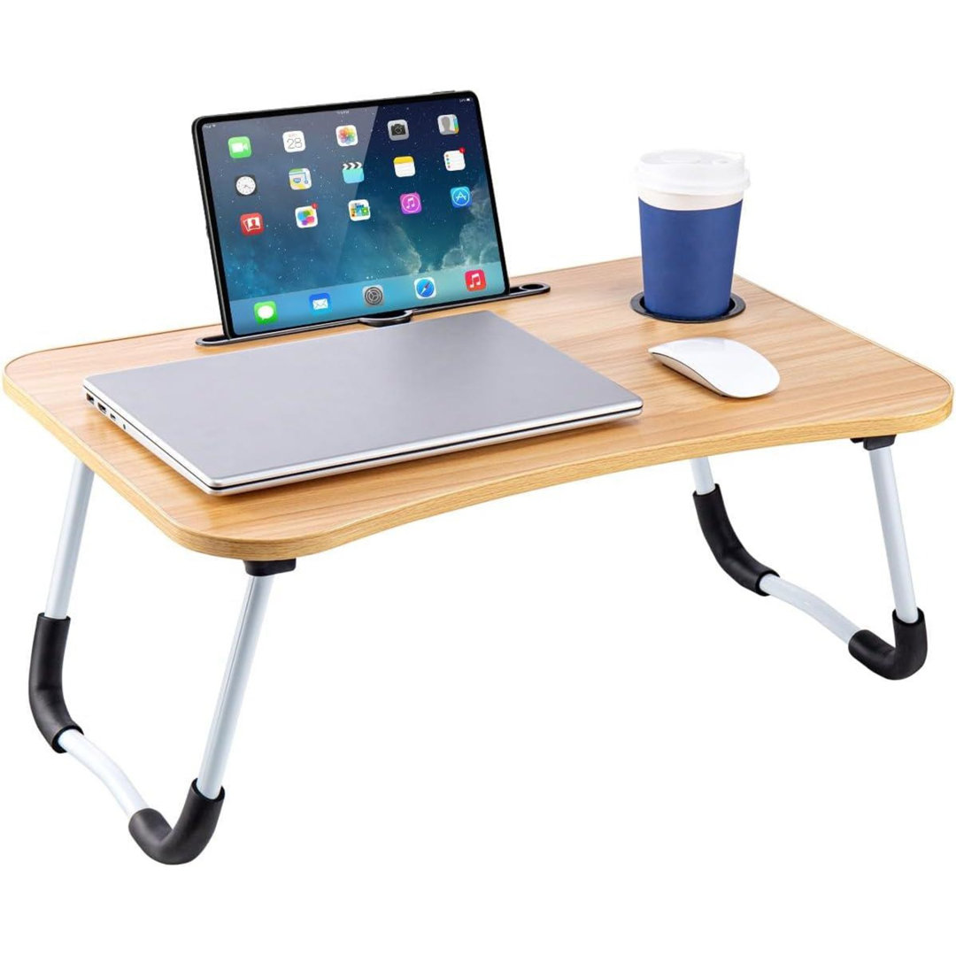 Dhawal Laptop Bed Table Lap Standing Desk with Foldable Legs & Cup Slot Sofa Bed Tray Black
