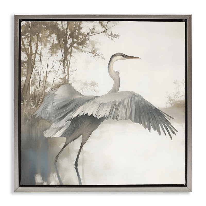 Plumes sur un cadre flottant, conception de Mona Grace, Cadre flottant gris lustré, H 18 po x l 18 po