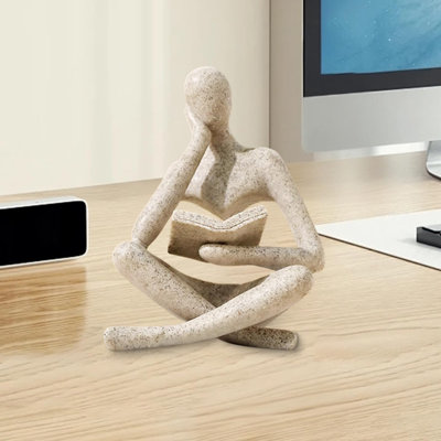 Statue de penseur d'art, sculpture de penseur de lecture, décor moderne pour bureau de salon