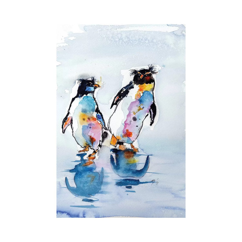 Rockhopper Penguins by Anna Brigitta Kovacs - Wrapped Canvas Print, 20.32 cm H x 30.48 cm W