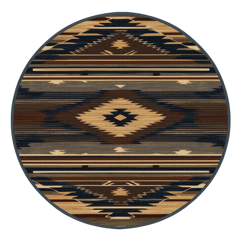  Tapis lavable Mesa Lines Southwestern, Rond 3 pi
