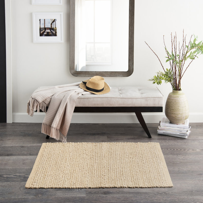 Gerri Solid Color Flatweave Area Rug, Rectangle 3' x 5', Beige