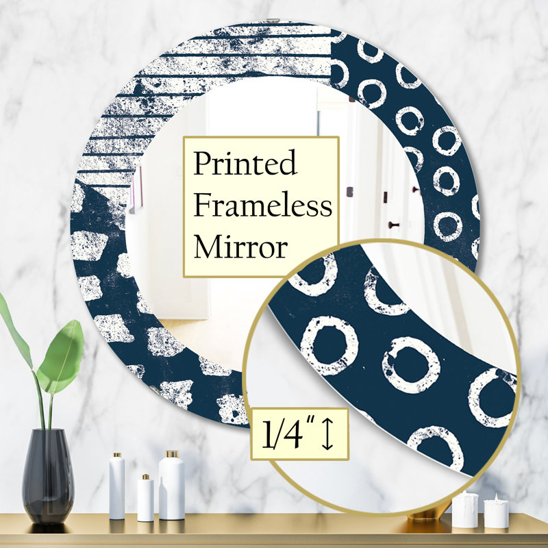 Miroir d'appoint Indigo Striples and Tile, H 31,5 po x l po