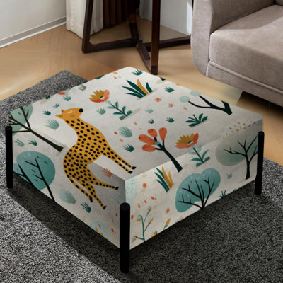 Contemporary Safari African Animal Prints - Grand repose-pieds carré imprimé animal