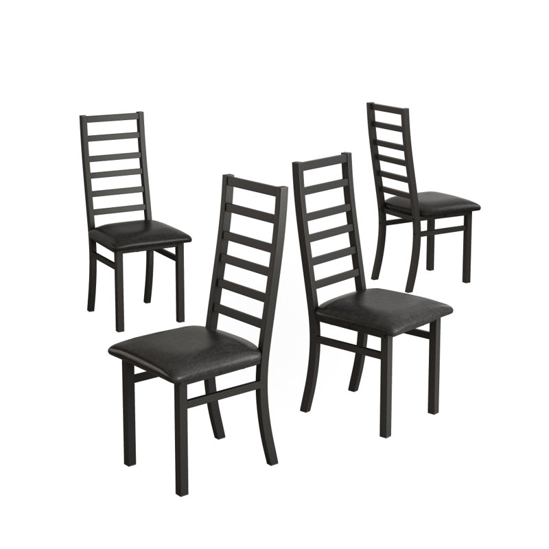 Chaises de salle à manger en métal, pieds en acier et sièges en cuir de polyuréthane, chaises de salle à manger sans accoudoirs à haut dossier, pour la cuisine et le salon