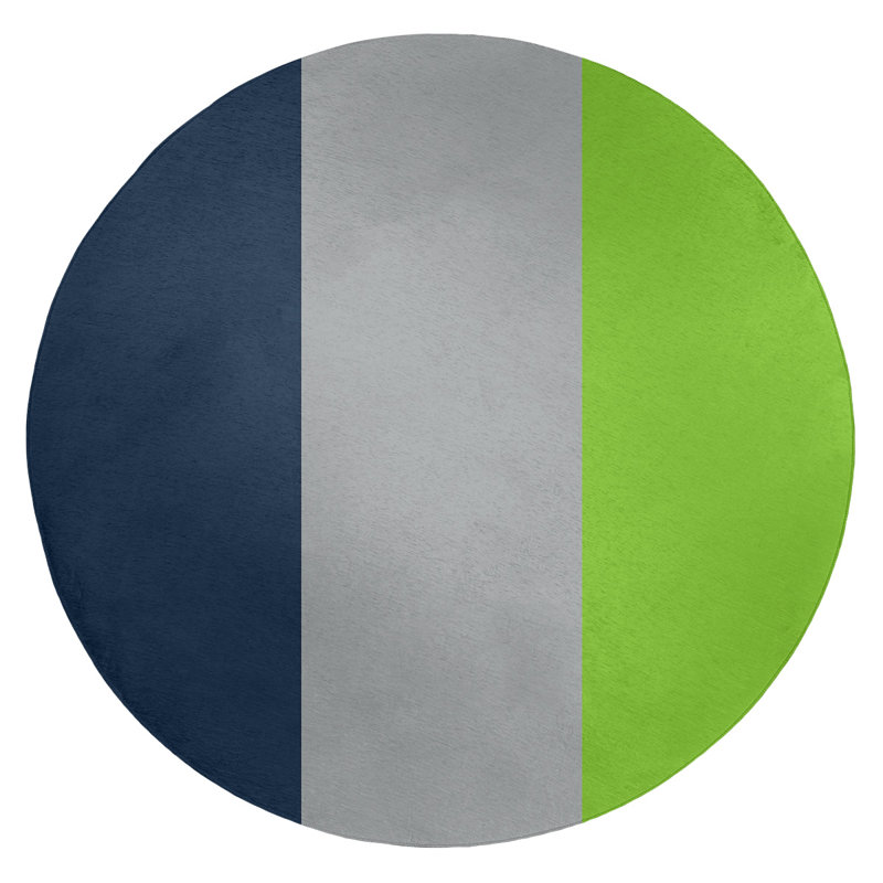 Striped Blue/Gray/Green Area Rug, Round 5'