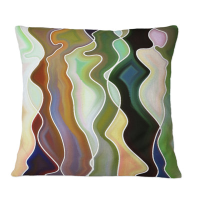 Abstract Colorful Female Curves - Glam Printed Throw Pillow