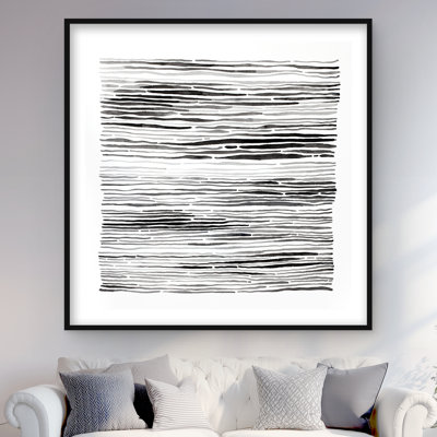 Gray Grooves | Monochrome Shapes Framed Matted Print Decor