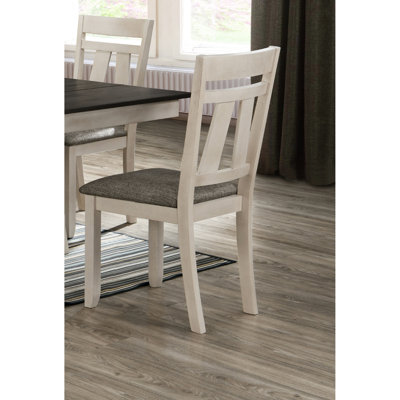 Chaises de style chalet transitionnel 2 pièces, siège rembourré gris craie, meubles en bois avec pieds carrés