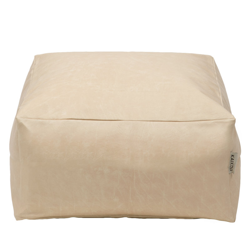 Faux Leather Refillable Classic Bean Bag, Cream