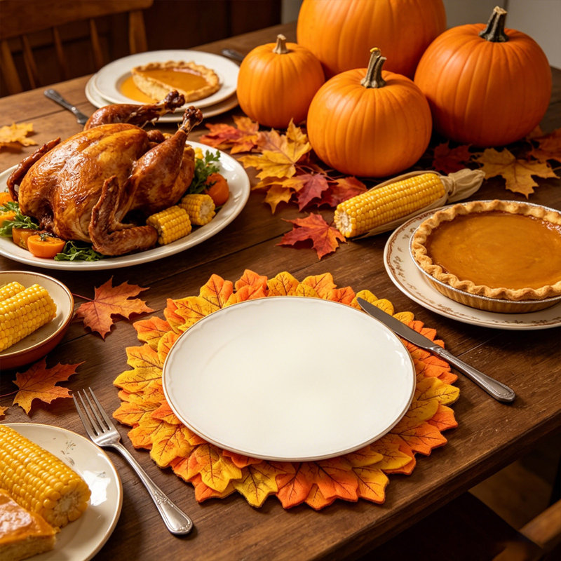 Napperon artificiel en feuille d'érable, décoration de table d'automne pour l'Action de grâce et l'Halloween