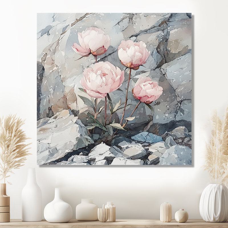 Pivoines dans le Rocky Pass II - pivoines, art mural, H 30 po x l 30 po, Toile tendue, Ne s’applique pas