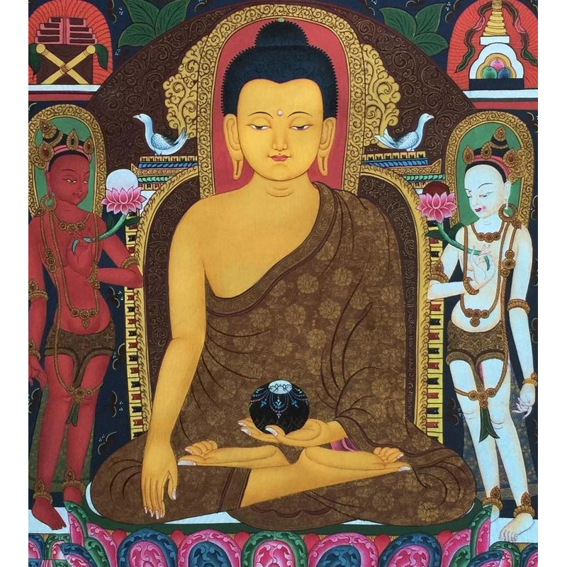 Shakyamuni Thangka Newari Style (Thangka sans brocart)