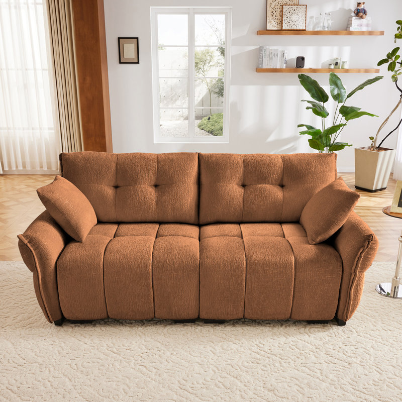 Chenille Modular Sectional Sofa, Burnt Orange