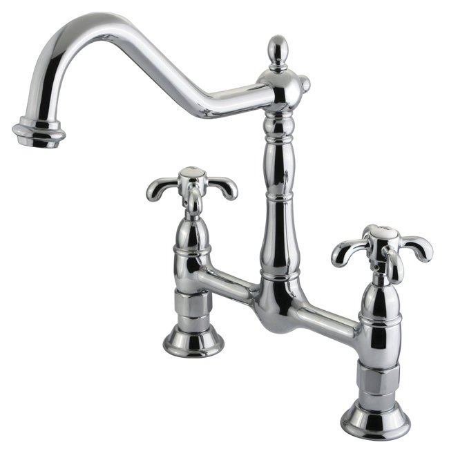 Kingston Brass French Country Two-Handle Deck Mount Bridge Kitchen Faucet Kingston Brass 