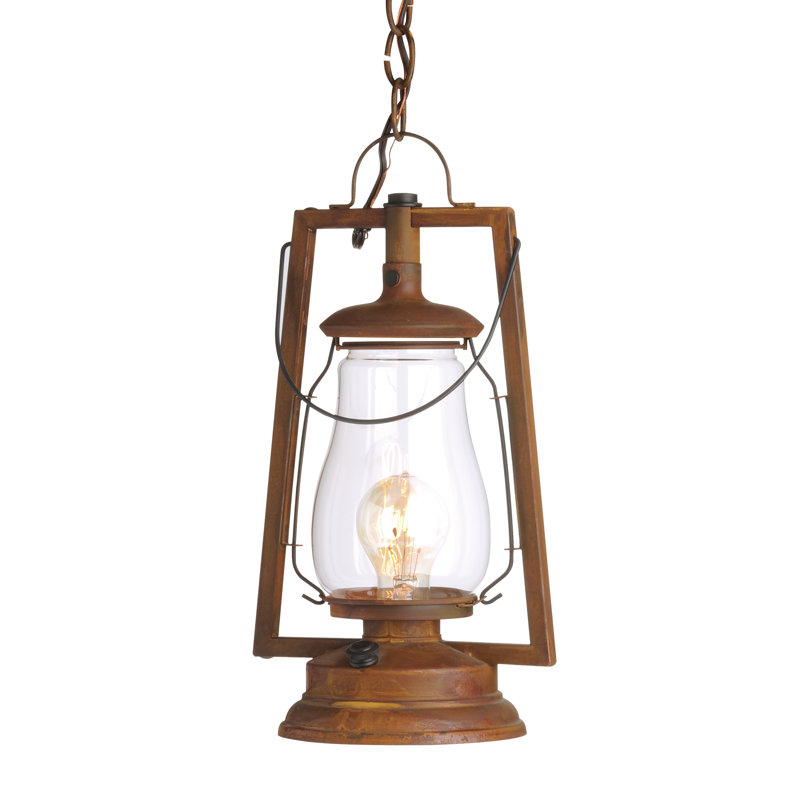 Krieg Outdoor Hanging Lantern, Bronze, Clear
