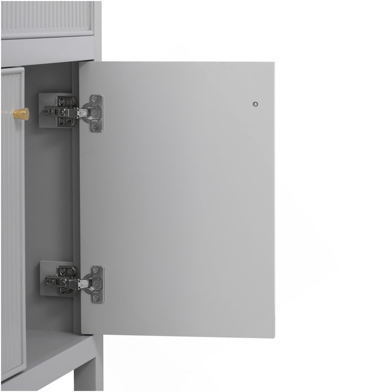 Ensemble de meuble-lavabo autoportant avec portes à fermeture douce 30 po avec lavabo en céramique, style moderne, gris