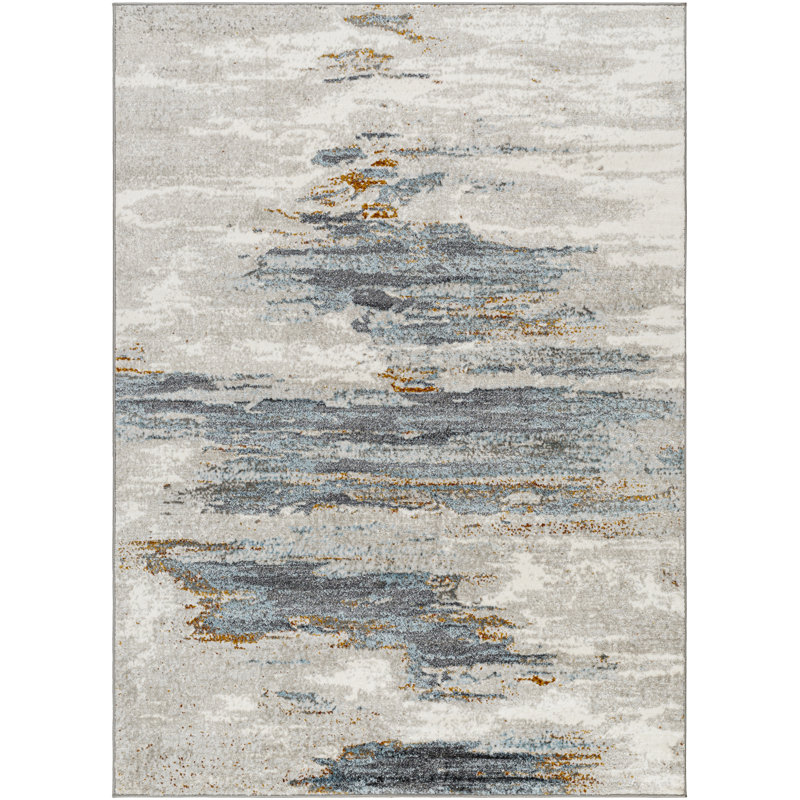 Davide Abstract Blue Area Rug, Rectangle 8' x 10'
