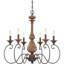 Lustre classique à six lumières de style bougie avec détails en bois Virat