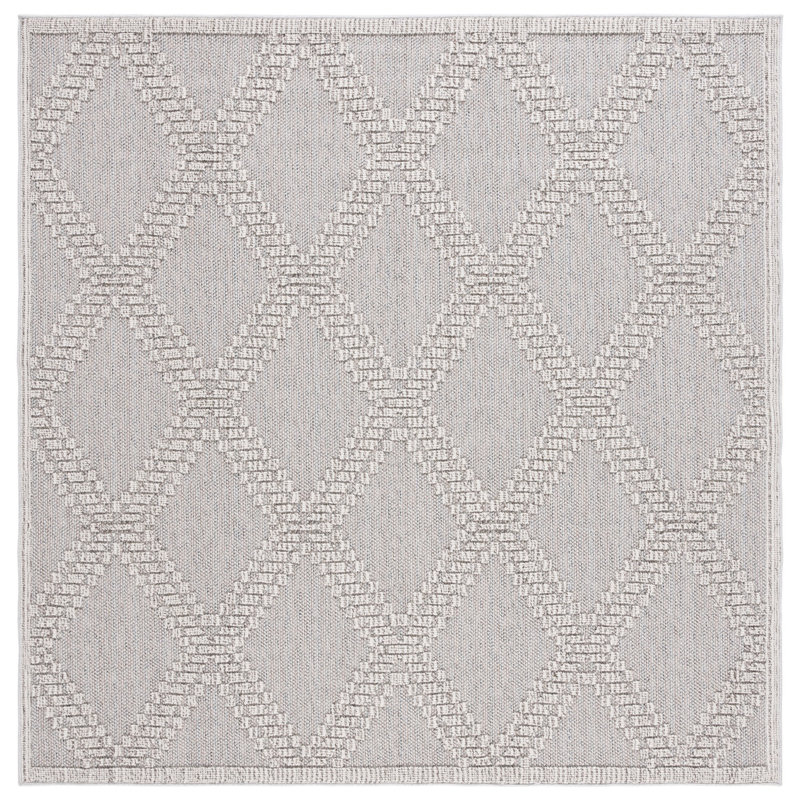 Amber-Jayne Area Indoor/Outdoor Area Rug In Gray/Light Gray, Square 6'7"