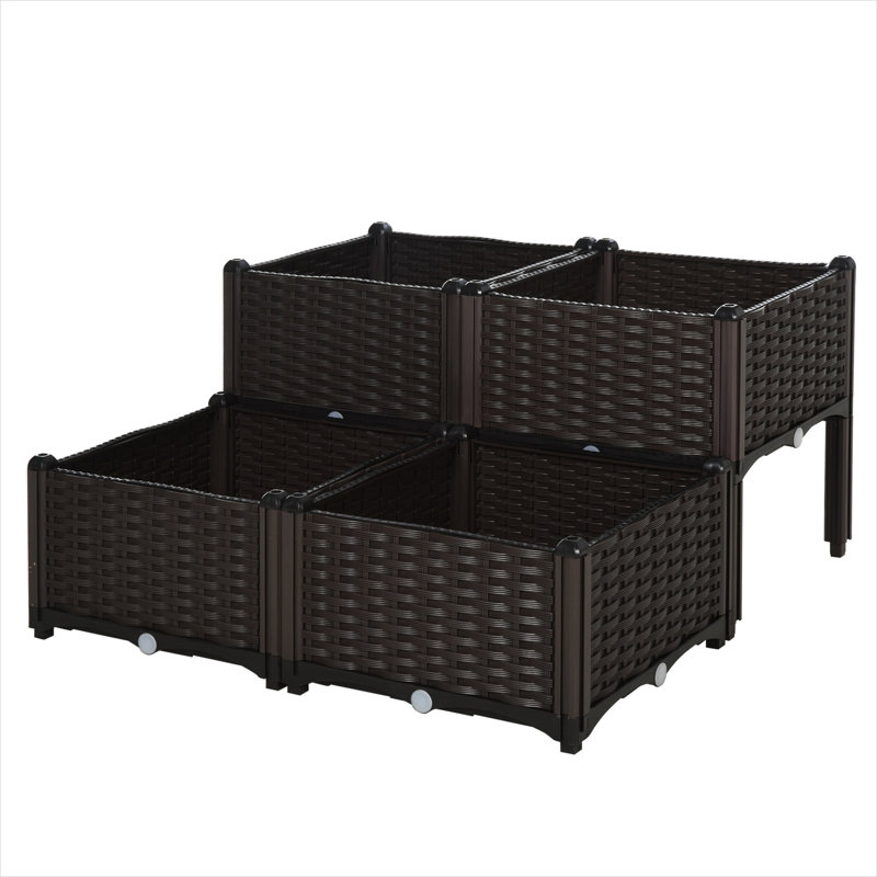 Support pour plante en polypropylène pour espace extérieur, 15,8 po, avec utilisation quotidienne pratique, brun