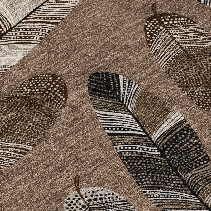 Machine Washable Indoor/Outdoor Chantille ACN2649 Botanical Rug, Mocha, 5' x 7'6"