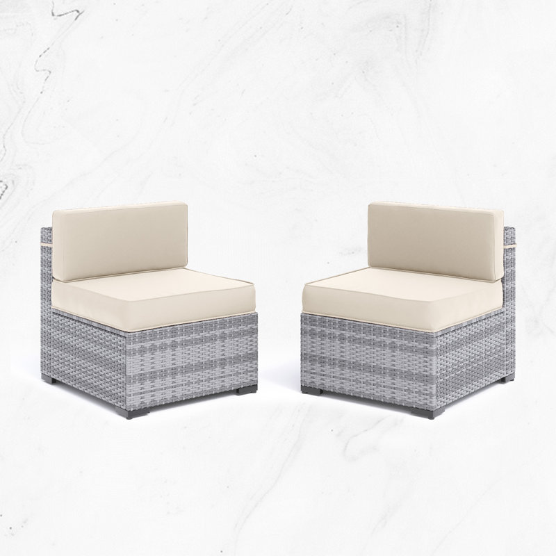 Outdoor 2-Person Patio Single Chairs Sectional with Cushion, White