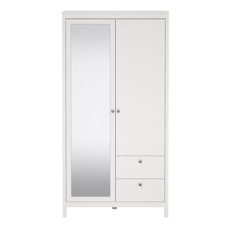 Afonso 2 Door Manufactured Wood Wardrobe, Matt White