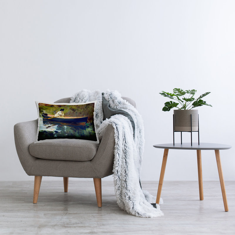 Design de coussin décoratif «Thoughtful Woman on Canoe» par CAD Designs