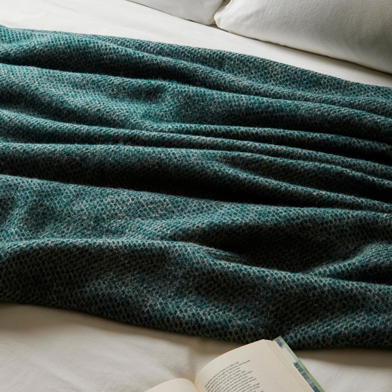 Throw Blanket, Emerald/Grey
