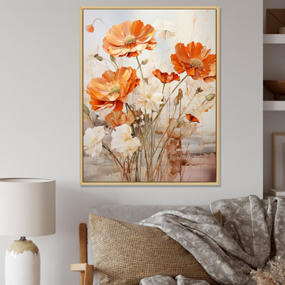 Orange And Beige Fiery Blooms 1 - Marigold Wall Art