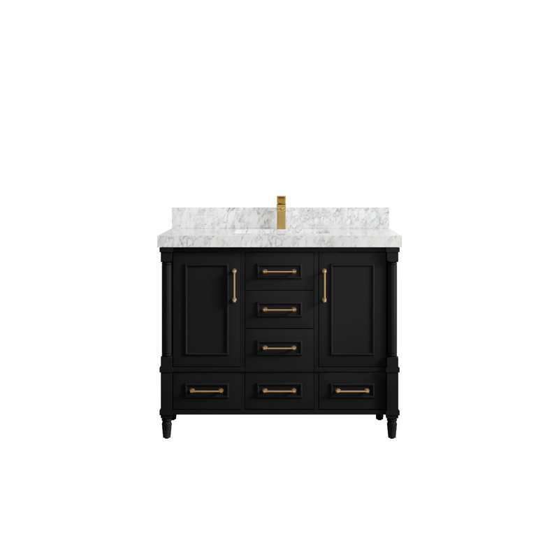 Aberdeen 42'' Single Bathroom Vanity with Top, Carrara Marble