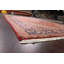 Tapis décoratif en laine rouge/bleu foncé de conception unique 6 pi 9 po x 9 pi 7 po noué à la main