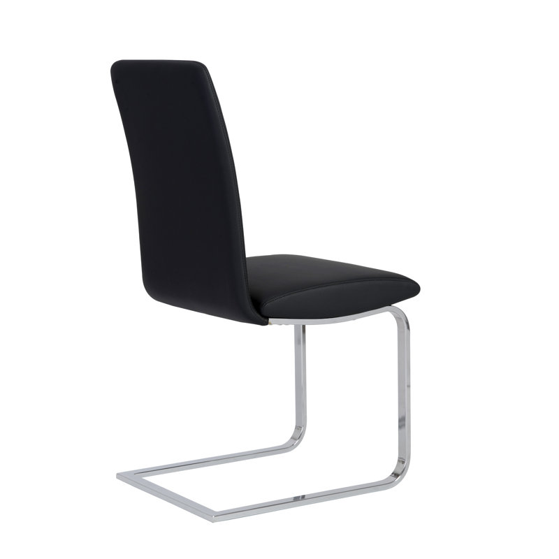 Chaise d'appoint rembourrée Exylian, Similicuir noir, Chrome