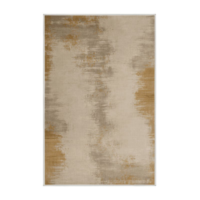 Machine Washable Abstract Beige Area Rug
