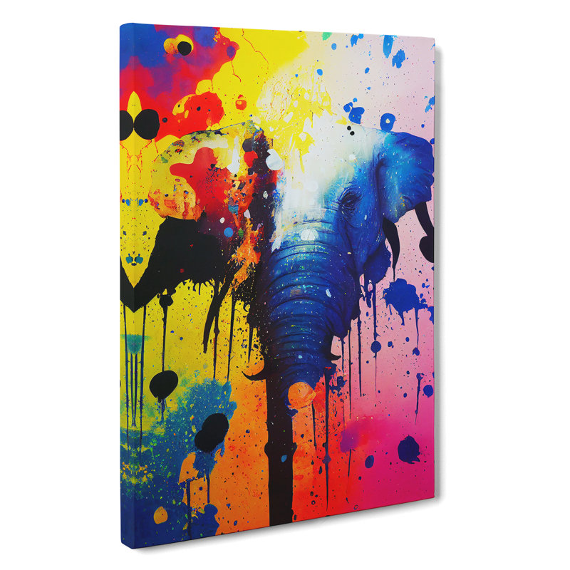 Elephant Paint Splash No.1 Abstract - Wrapped Canvas, 50cm H x 35cm W x 3cm D