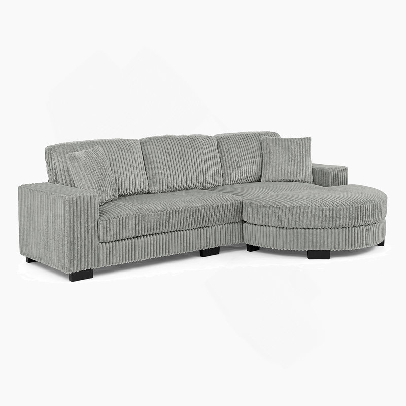 Canapé-lit modulaire rembourré en velours Corduroy, Tissu gris