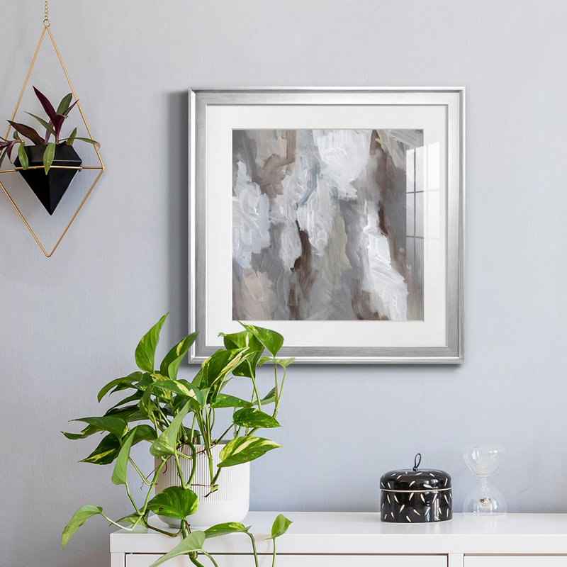 Cloudy Shapes I-Premium, toile encadrée - prête à être accrochée, H 26,5 po x l 26,5 po x P 1,5 po, Papier avec cadre argenté