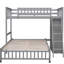 Lit superposé en bois gris, simple et double avec 6 tiroirs et roulettes polyvalentes, rangement flexible et roulant-649008645