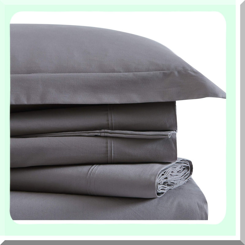 Luxury Grey Percale Cotton Sheet Set - Breathable, Soft, and Durable Bedding for a Restful Night's Sleep - Queen Size Sheets for Ultimate Comfort